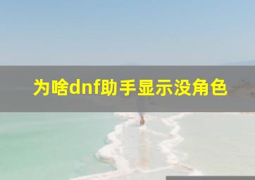 为啥dnf助手显示没角色