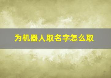 为机器人取名字怎么取