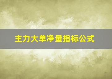 主力大单净量指标公式