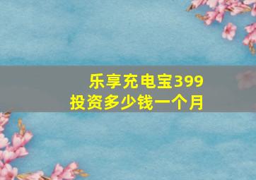 乐享充电宝399投资多少钱一个月