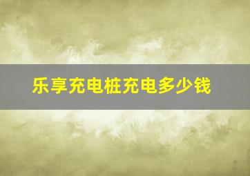 乐享充电桩充电多少钱