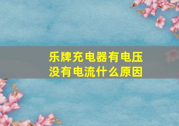 乐牌充电器有电压没有电流什么原因