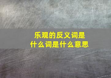 乐观的反义词是什么词是什么意思