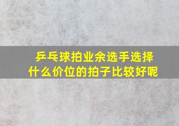 乒乓球拍业余选手选择什么价位的拍子比较好呢