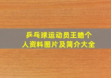 乒乓球运动员王皓个人资料图片及简介大全