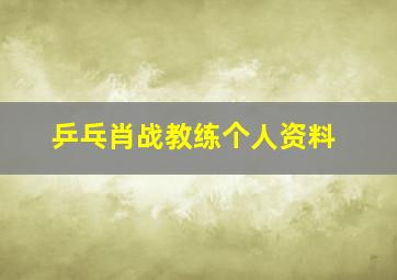 乒乓肖战教练个人资料