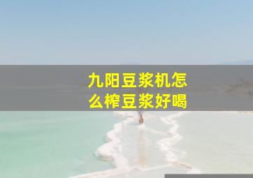 九阳豆浆机怎么榨豆浆好喝