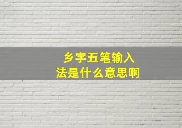 乡字五笔输入法是什么意思啊