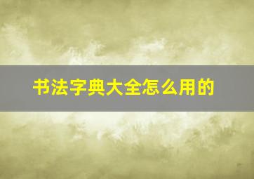 书法字典大全怎么用的