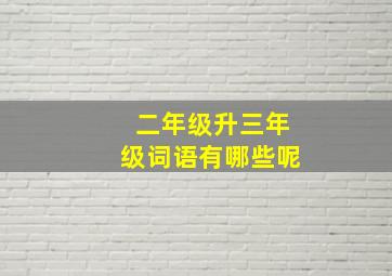 二年级升三年级词语有哪些呢