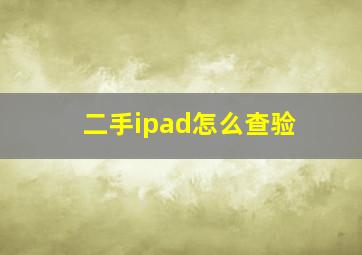 二手ipad怎么查验