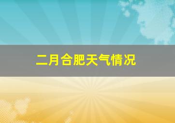 二月合肥天气情况