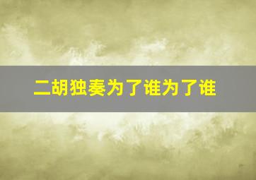 二胡独奏为了谁为了谁