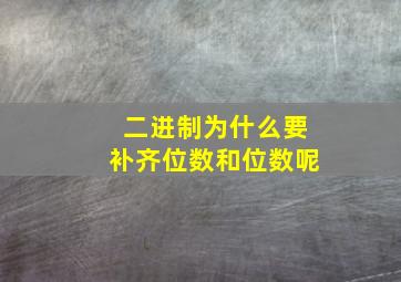 二进制为什么要补齐位数和位数呢