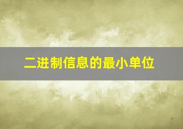 二进制信息的最小单位