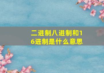 二进制八进制和16进制是什么意思