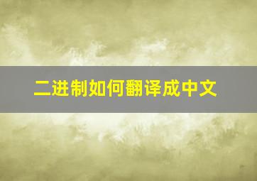 二进制如何翻译成中文