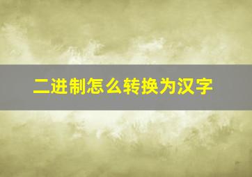 二进制怎么转换为汉字