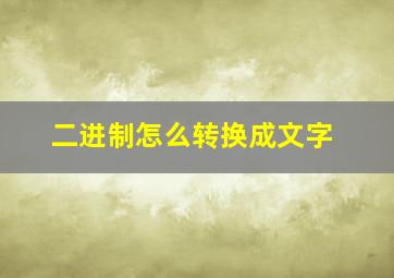 二进制怎么转换成文字