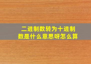 二进制数转为十进制数是什么意思呀怎么算