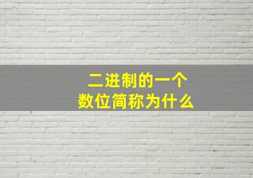 二进制的一个数位简称为什么