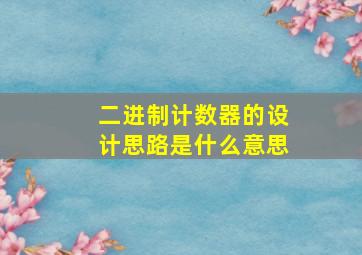 二进制计数器的设计思路是什么意思