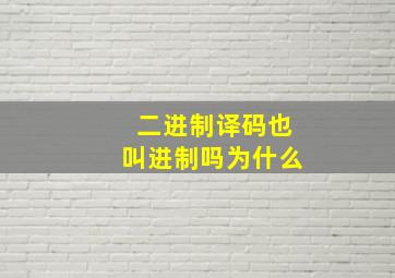 二进制译码也叫进制吗为什么