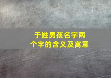 于姓男孩名字两个字的含义及寓意