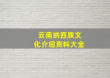 云南纳西族文化介绍资料大全