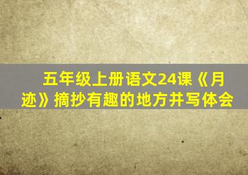 五年级上册语文24课《月迹》摘抄有趣的地方并写体会