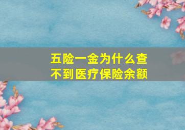 五险一金为什么查不到医疗保险余额