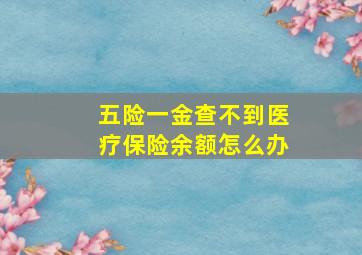 五险一金查不到医疗保险余额怎么办