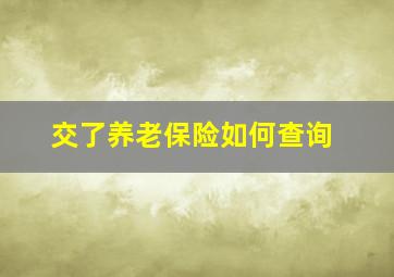 交了养老保险如何查询