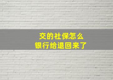 交的社保怎么银行给退回来了