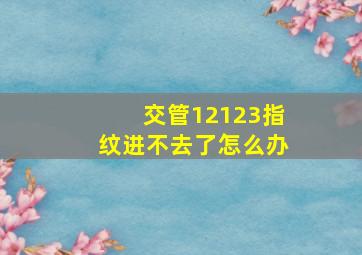 交管12123指纹进不去了怎么办