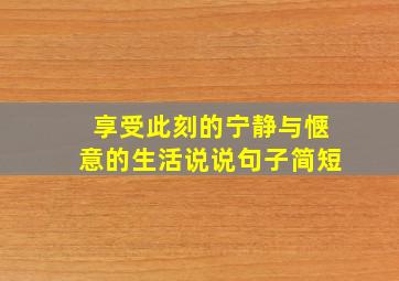 享受此刻的宁静与惬意的生活说说句子简短