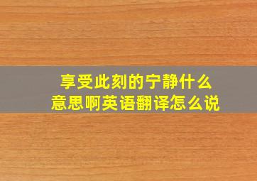 享受此刻的宁静什么意思啊英语翻译怎么说