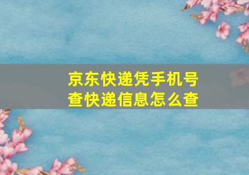 京东快递凭手机号查快递信息怎么查