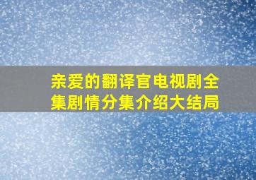 亲爱的翻译官电视剧全集剧情分集介绍大结局