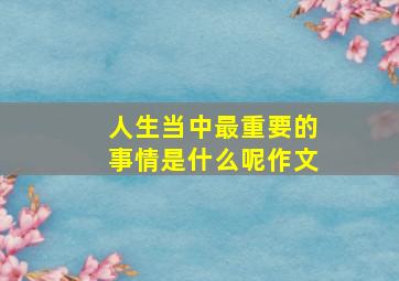 人生当中最重要的事情是什么呢作文