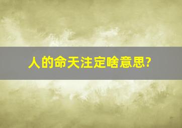 人的命天注定啥意思?