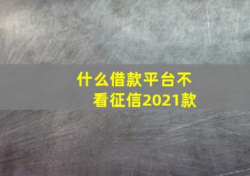 什么借款平台不看征信2021款