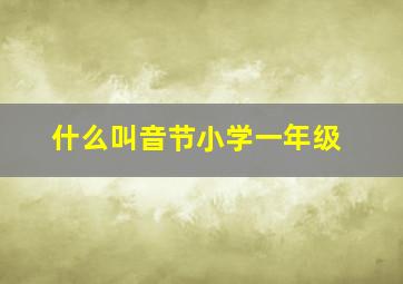 什么叫音节小学一年级