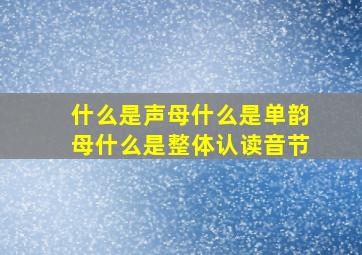 什么是声母什么是单韵母什么是整体认读音节