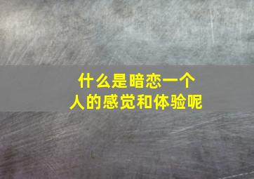 什么是暗恋一个人的感觉和体验呢