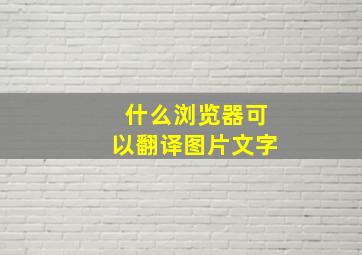 什么浏览器可以翻译图片文字