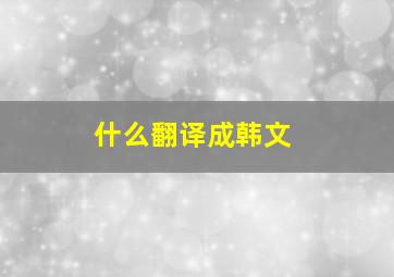 什么翻译成韩文