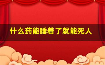 什么药能睡着了就能死人