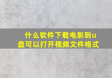 什么软件下载电影到u盘可以打开视频文件格式