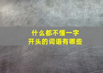 什么都不懂一字开头的词语有哪些